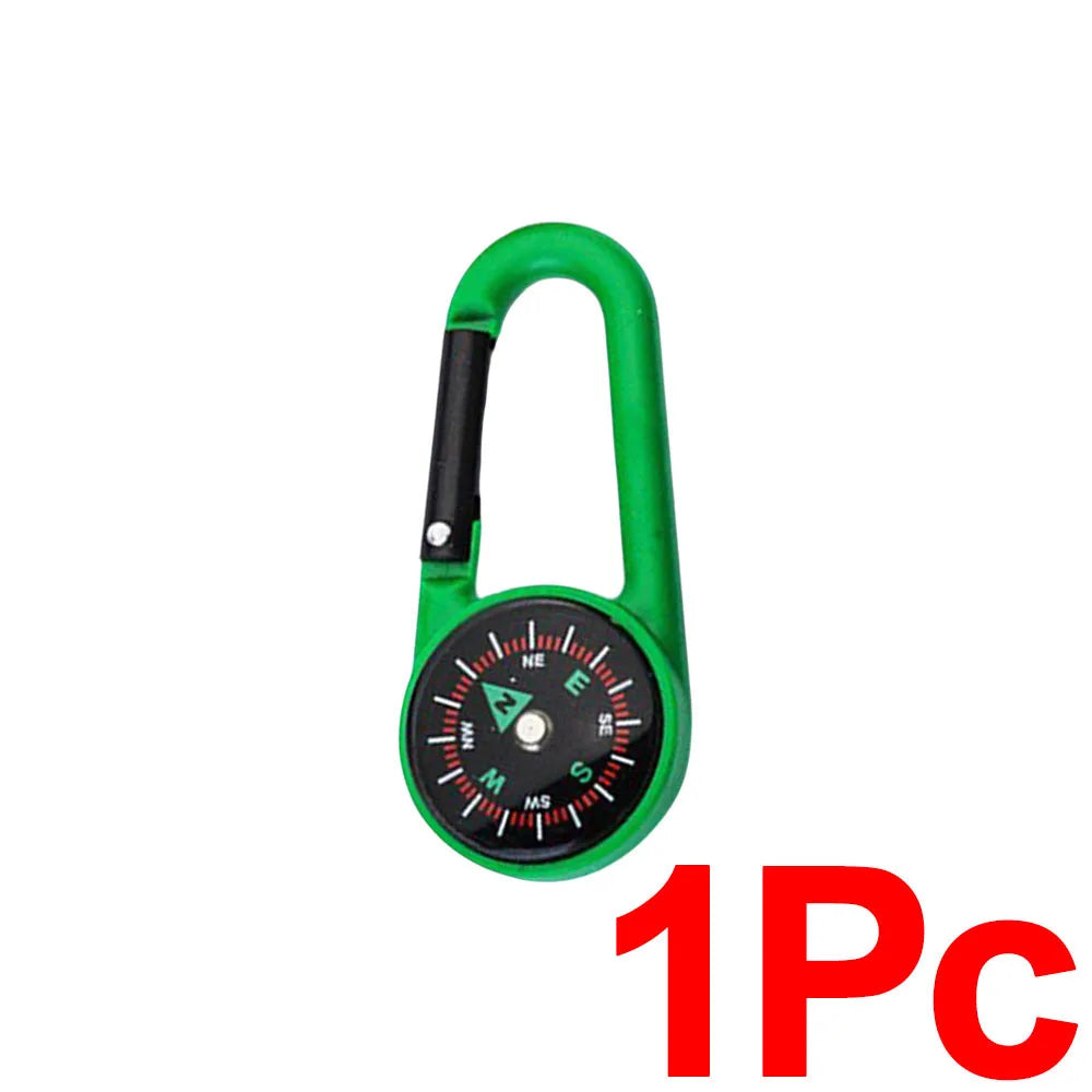 Outdoor Compass Carabiner Mini Camping Keychain Mountaineering Hiking Backpack Buckle with Compass Survival Children Gifts