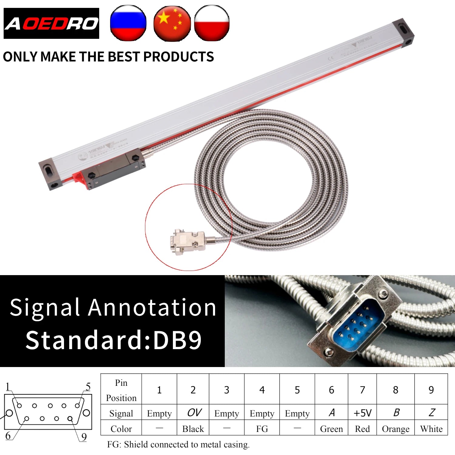 Best Price High Precision Linear Scale ABZ 5micron DRO Encoder 100 150 200 250 300 350 400 450mm Optical Grating Ruler