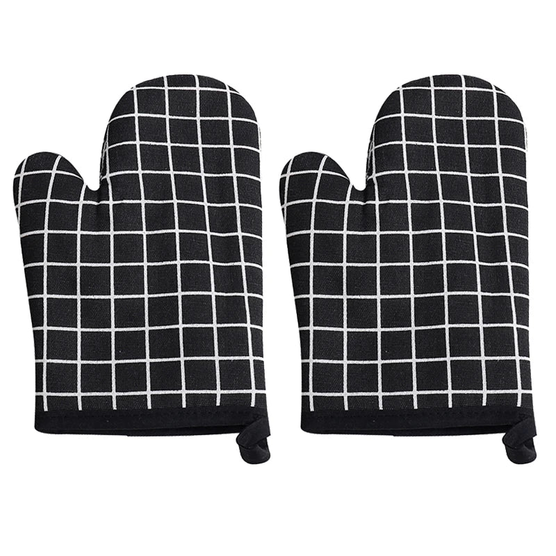 2PCS high-temperature resistant oven gloves, anti scalding, anti slip, thickened cotton and linen insulation gloves, household m