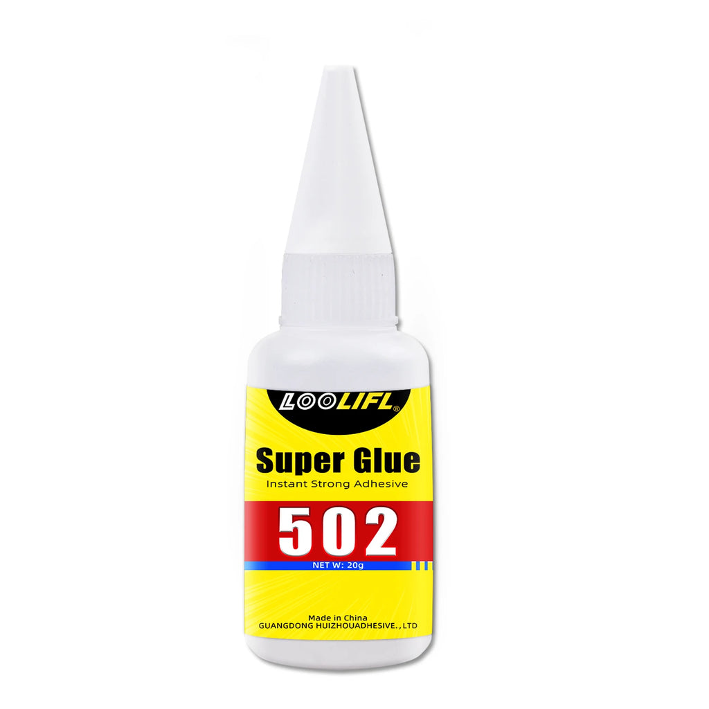 LOOLIFL 502 Super Glue 20g,Cyanoacrylate Adhesive,Super Strong Bond for Metal,Plastic, Wood, Ceramic, Rubber, with Extra Nozzles