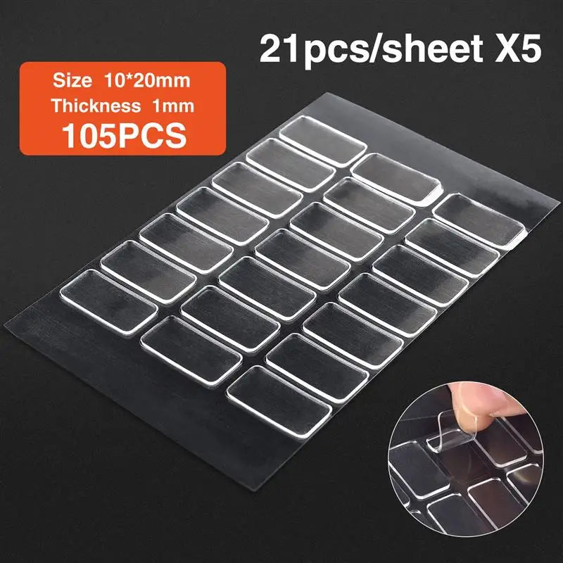 5Sheets Transparent Traceless Nail Art Jelly Double-Sided Tape For Adhesive Tab Fixed Item Supre Sticky Waterproof Breathable
