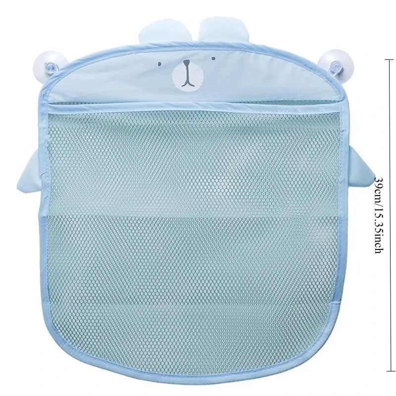 Mesh Bath Toy Organizer Cute Animal Suction Cups Quick Dry Mold Free Tub Storage Pouches for Babies Toddlers Bathroom Bathtubs