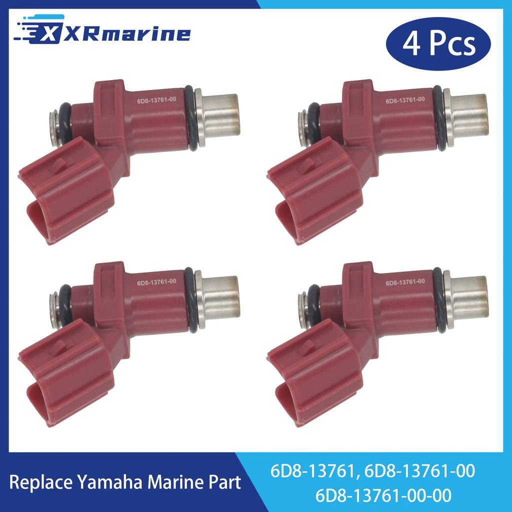 4 Pcs Fuel Injectors 10 Holes 6D8-13761-00 for Yamaha 4 Stroke F 75 80 90 100 HP Outboard Engine 6D8-13761-00-00 6D8-13761