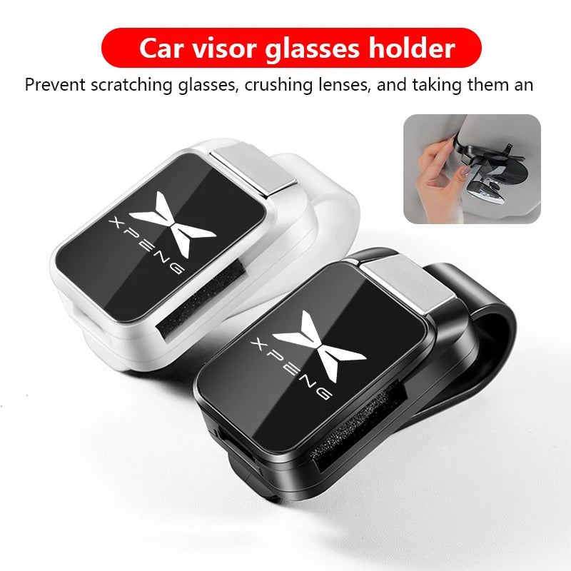 Car Sun Visor Glasses Clips For XPENG G6 P7 G9 G3 P5 X2 G3I F30 MONA M03 2024 2025 One-hand Pressing Eyeglasses Holder storage