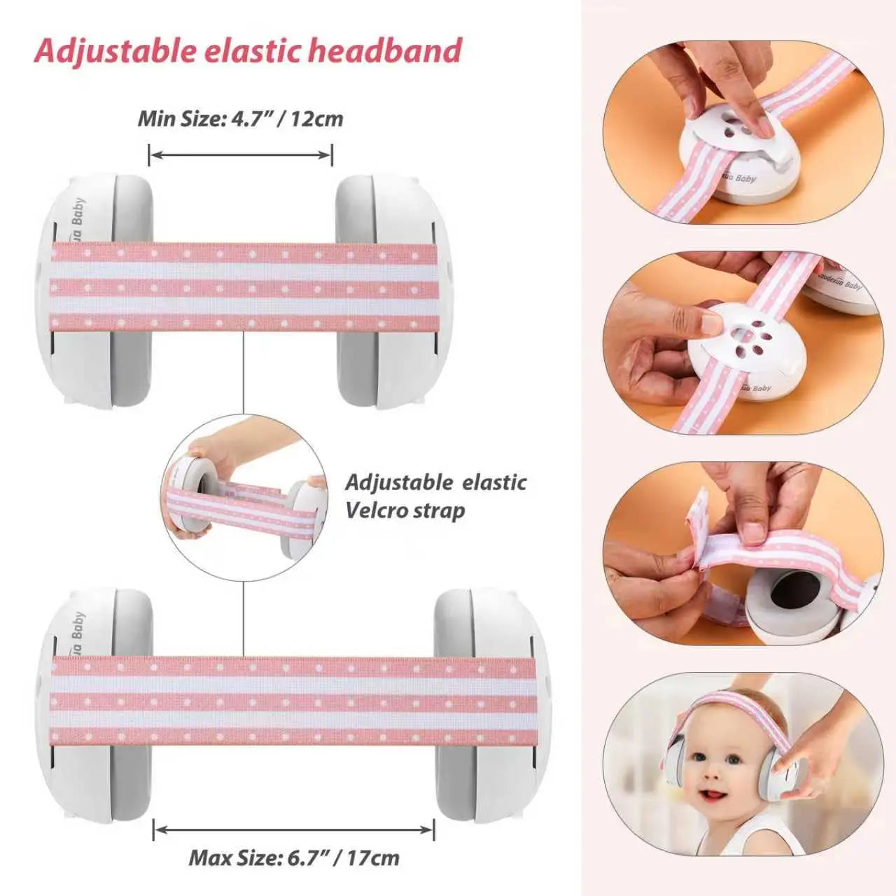 Baby Ear Protection for Babies Toddlers Elastic Noise Reduction Earmuffs Baby Headphones Against Hearing Damage Improves Sleep