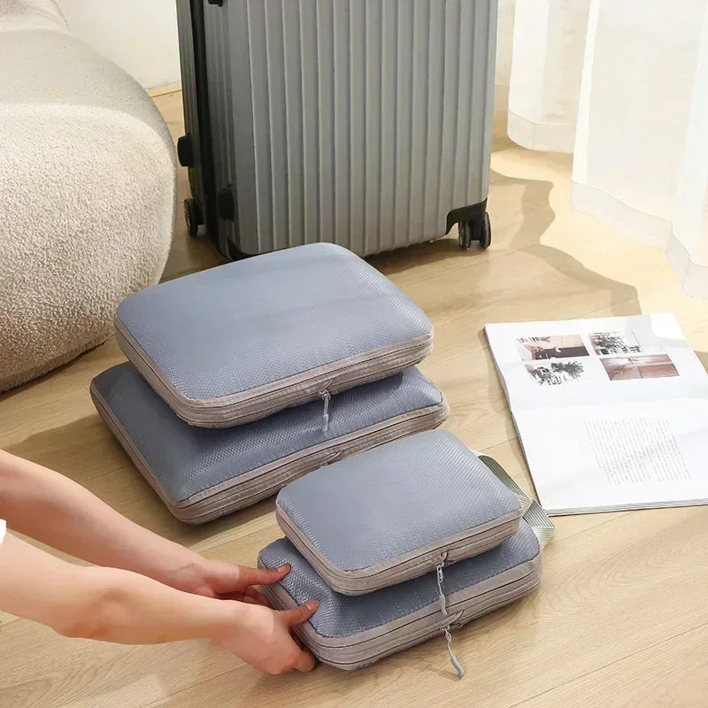 Packing Cubes Bag Portable Suitcase Organizers Waterproof Luggage Storage Cases Drawer Clothes organizer 4Pcs Travel Compression