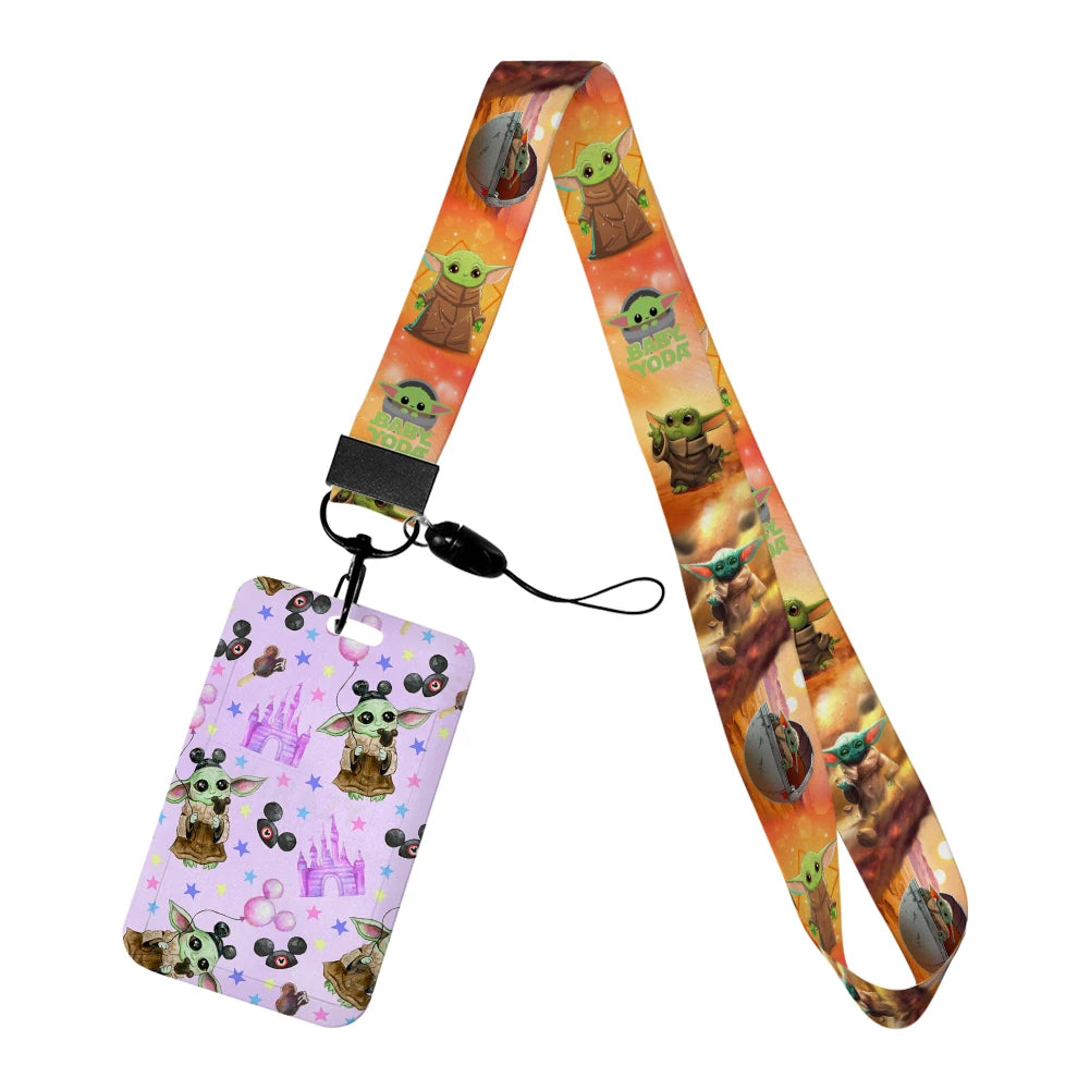 Cartoon Yoda Disney Card Holder Lanyards Minnie Card Holders Neck Strap for Keychain Kids Door Badge Holder Boy Girl Card Case