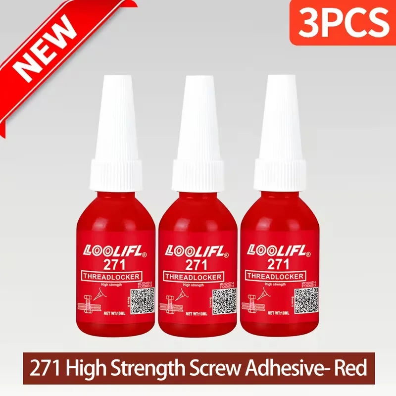 Large Package - Outdoor Portable Glue, Medium-Strength Anaerobic Removable Blue Glue, Oil-Resistant, Vibration-Resistant + High-Strength Red Permanent Screw-Locking Glue Combo, 10ml Capacity, Removable