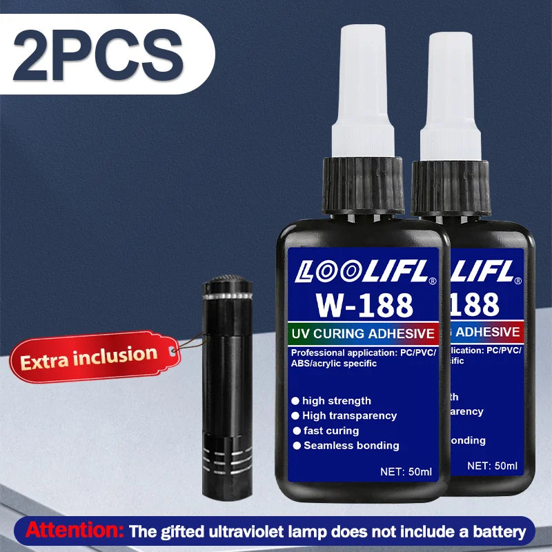 Highly Transparent UV Glue, Waterproof, UV-Enhanced Curing, Used for Handicraft Production, DIY Models. (With Ultraviolet Lamp)