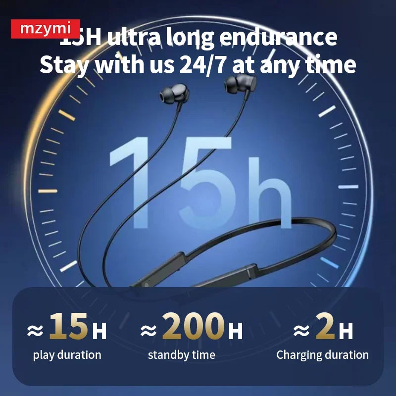 MZYMI BS09 Neckband Bluetooth5.3 Headset Hifi Sound Sport Earbuds In Ear Headphones TWS Wireless Earphones Waterproof For XIAOMI