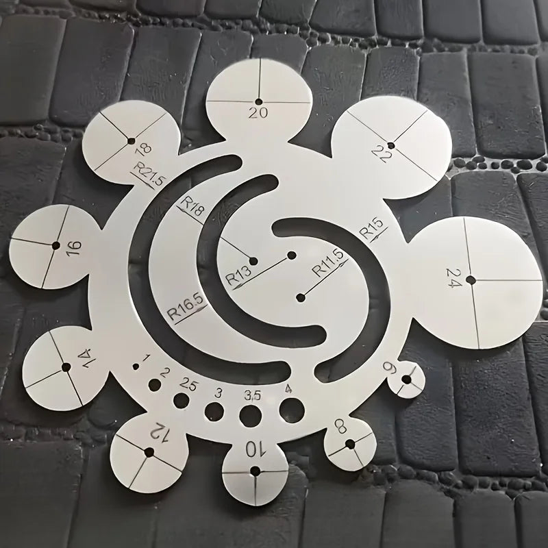 11 in 1 Stainless Steel Radius Template Ruler Multi Circular Angle Cutting Guide Center Finder Arc Measuring Gauge DIY