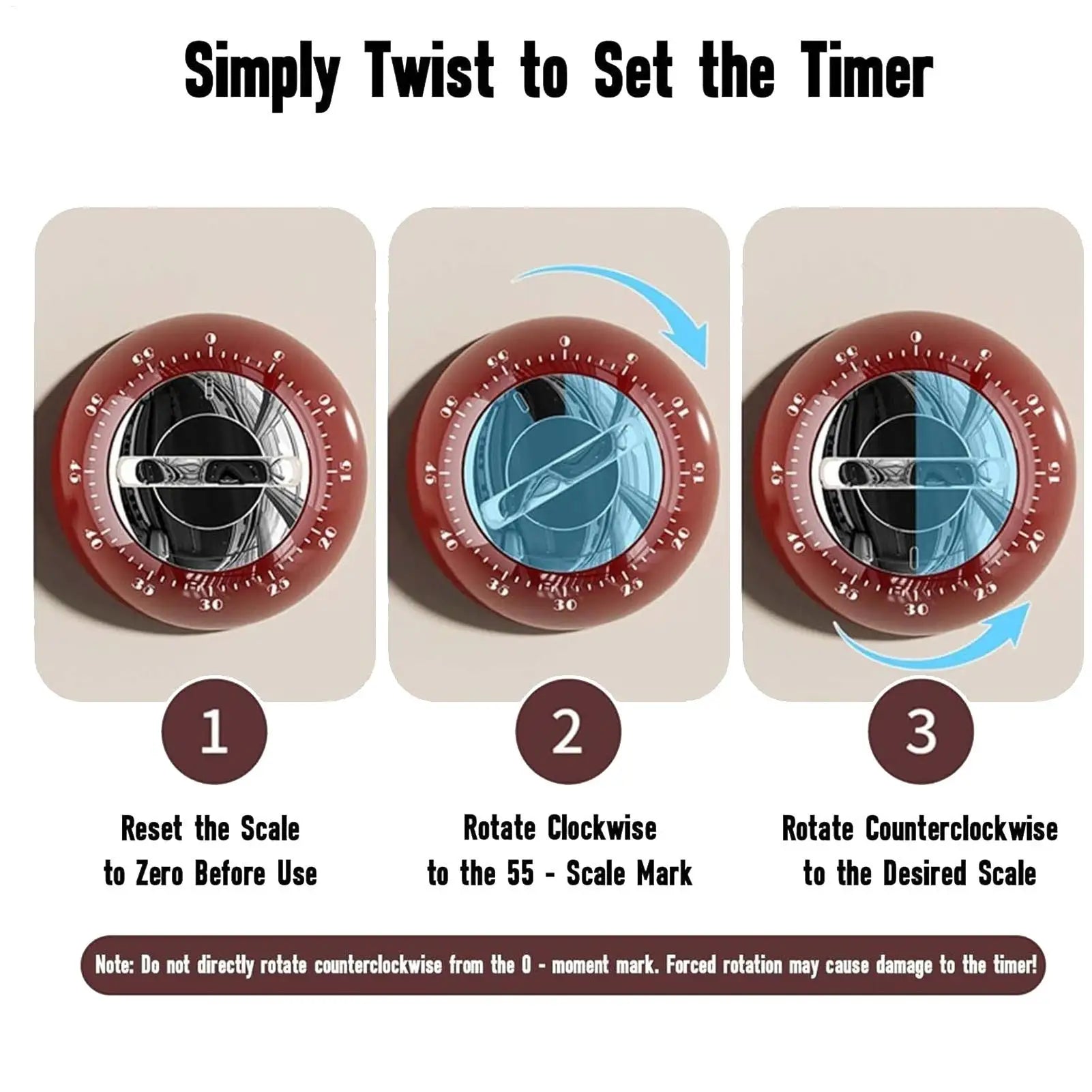 Kitchen Timer Manual Magnetic 60 Minutes Kitchen Timer Home Gadgets for BBQ Grilling Seniors Kids Home Workouts Professional