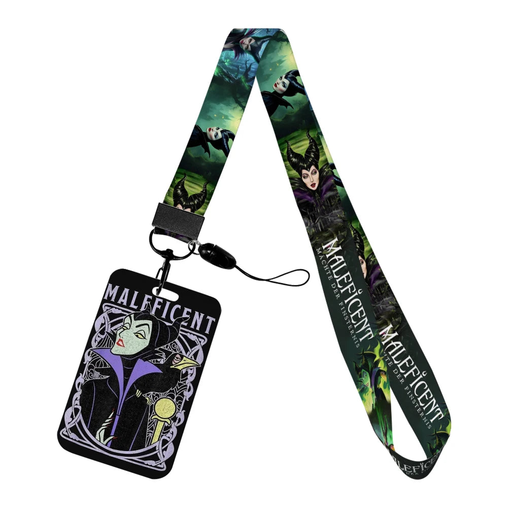 Disney Villains ID Badge Holder Neck Strap Pendant Door Card Holders Lanyards Girls Lanyard Student Kids Credential Holder