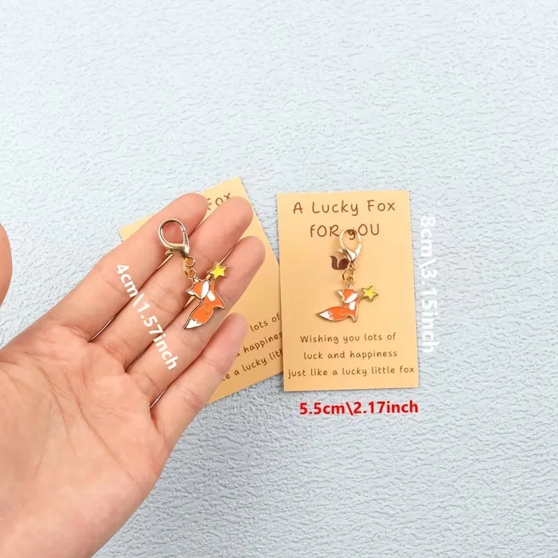 0 Piece/15 Pieces of Lucky Charms, Cute Fox Keychain Set, Comes with a Lucky Story Card, Suitable for New Year, Housewarming, Birthday Wishes, and Other Occasions