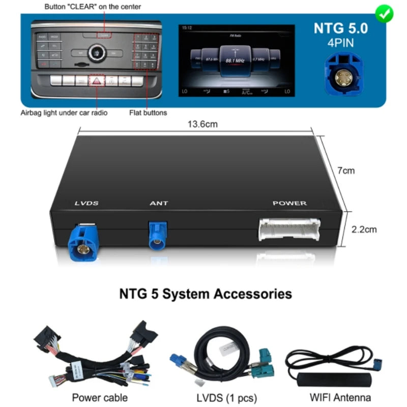 Wireless CarPlay Android Auto Fits For Mercedes A B C CL S CLA CLS CLASS GLA GLS GLC GLE V250 V260 DB11 Sprinter NTG5.0