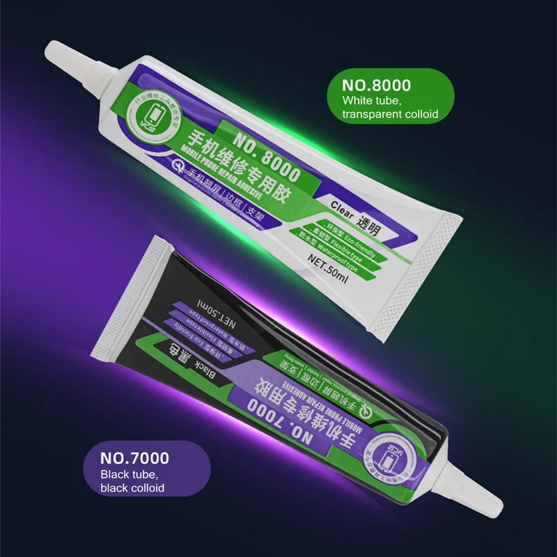 NO.7000 Black Soft Adhesive NO.7000 Computer Cell Phone Touch Screen Repair Frame Anti-vibration Universal Glue 50ML