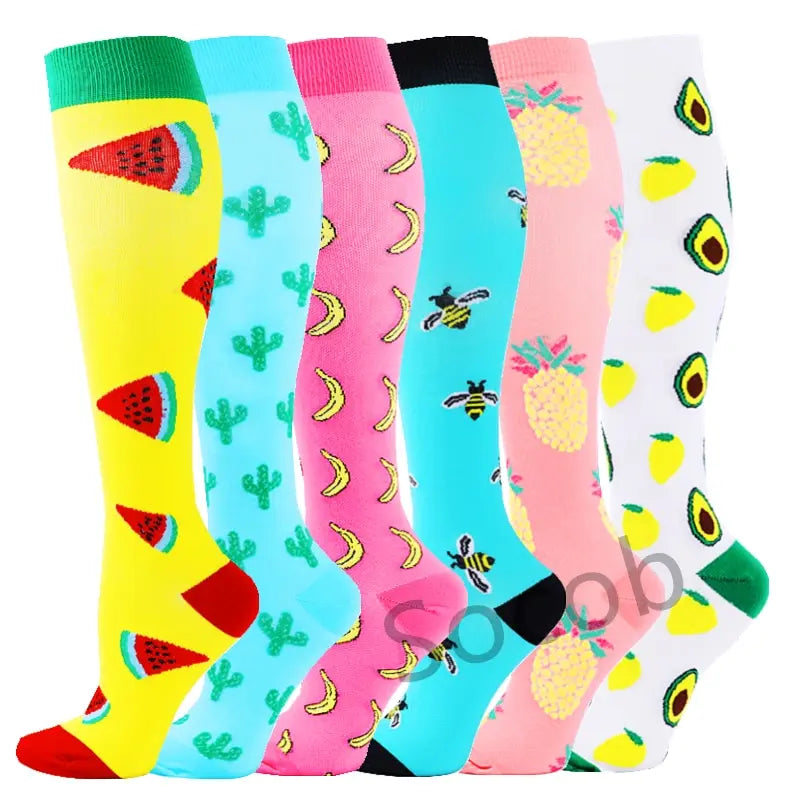 6/7 Pairs Compression Socks Varicose Diabetes Sock Running Cycling Hiking Touring Bicycle Marathon Outdoor Rugby Edema Long Tube