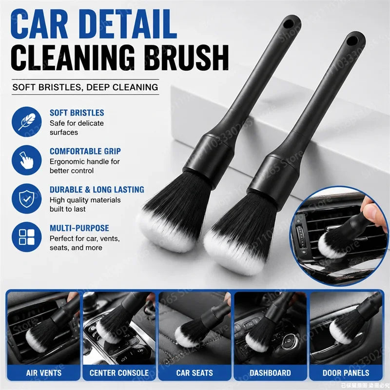 Scratch Free Car Detailing Brush Soft Bristle Ergonomic Handle Auto Interior Clean Tool For Dashboard Air Vent Seat