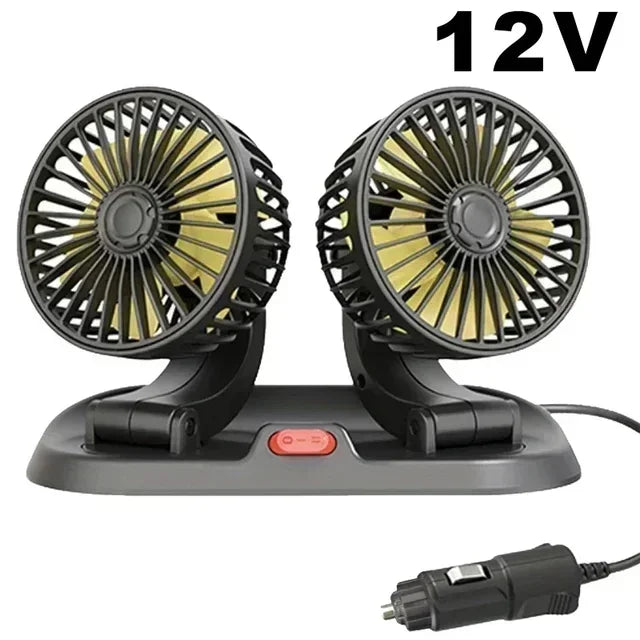 Automotive Fan Car Fan 5/24v 360° Adjustable 1/3 Head Air Fan Low Noise Multifunctional Temporary Parking Card Auto Vehicles Fan
