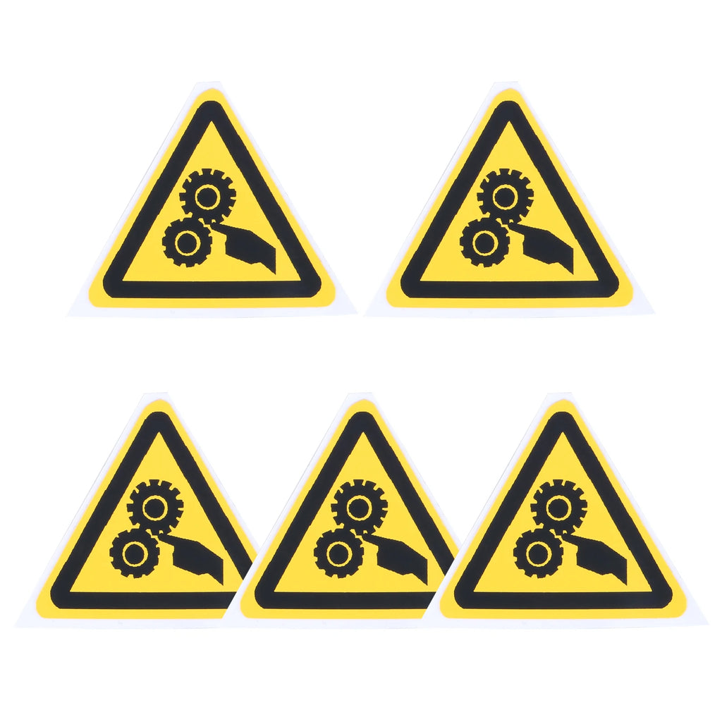 5Pc PVC Warning Signs Sticker Logo Security Safety Labels Water-Resistant Oil-Proof Warning Tag Wall Machine Sticker 25/50/100mm