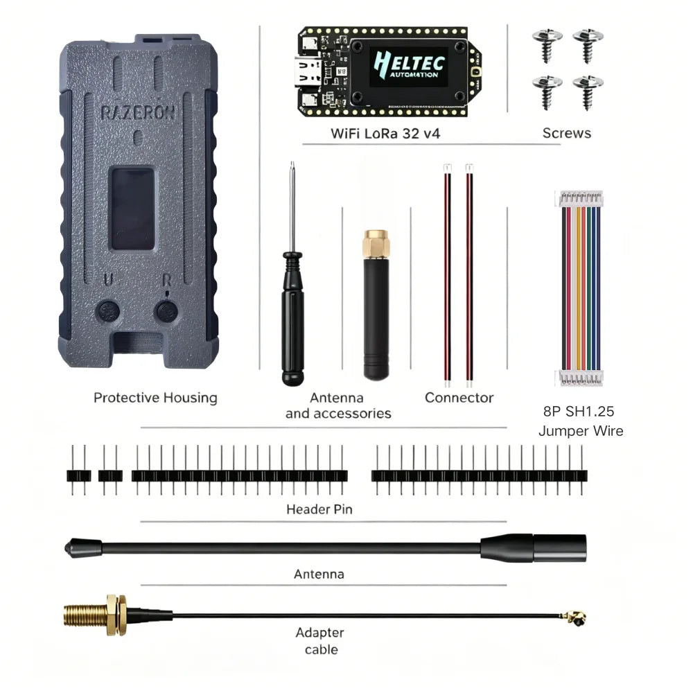 Meshtastic MeshCore Node Heltec V4 V4.3 Enclosure Case LoRa 28dBm WiFi BLE GPS IoT Kit