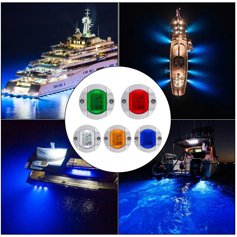 6PCS Boat Marine Lights Navigation Waterproof Marker Lamp For Truck RV Yacht Transom Anchor Stern DC 12V 6LED Stern Light