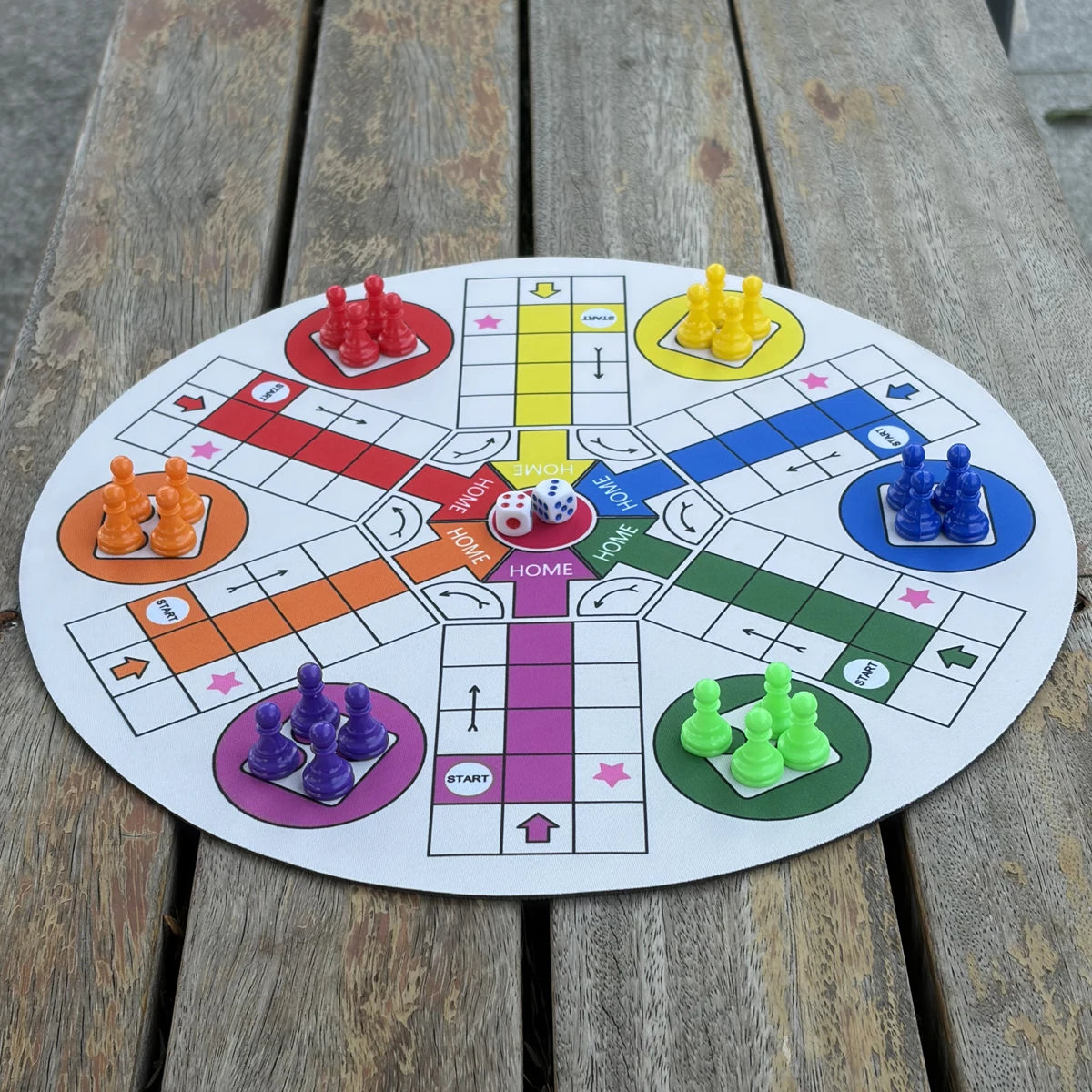 New Round Ludo Board Game Classic Strategy Game For 2-6 Players with Clearly Marked Sections Colorful Family Game Night Activity