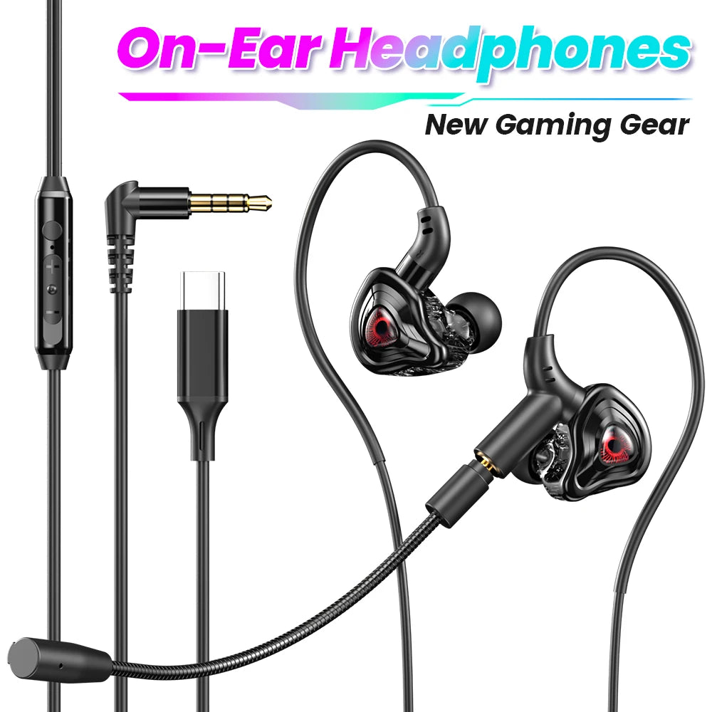 olaf 3.5mm Wired Earphones HiFi Stereo In Ear Headphones Noise Canceling Sport Gaming Headsets With HD Dual Microphones