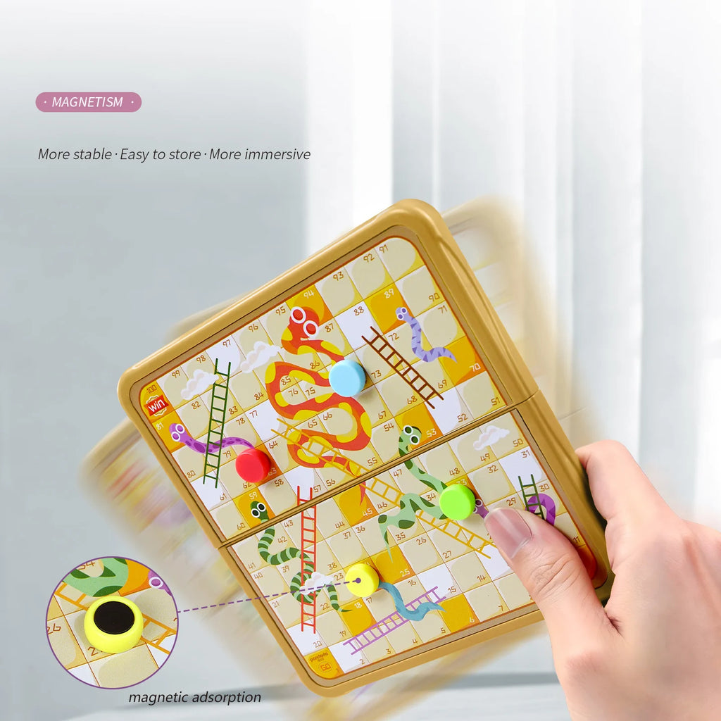 Magnetic Snake Ladder Game Portable Foldable Board Game Can Be Put in Pocket Suitable for Friend Gatherings Travel Leisure Game Christmas Birthday Gift