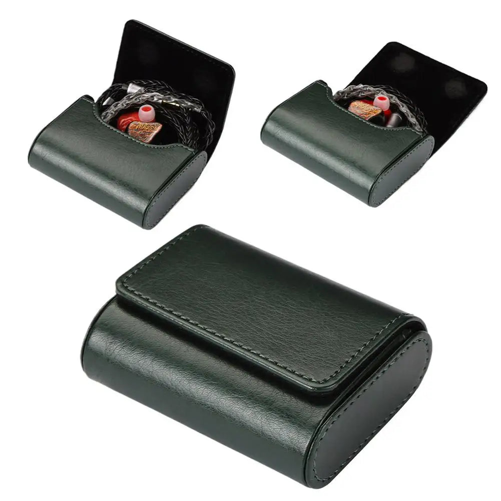 PU Leather Storage Box Classic Travel Magnetic Earphone Earbuds Organizer Pouch Dust-proof Anti Scratch Watch Storage Box