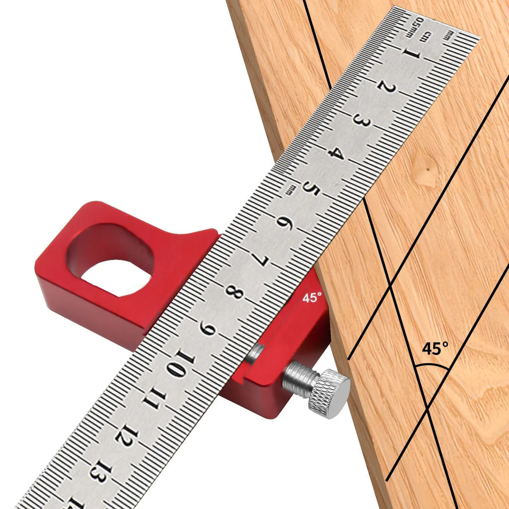 Steel Ruler Positioning Block 45/60/90 Degree Angle Scriber Line Marking Gauge Woodworking Square Scribe for Ruler Locator