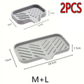2PCS Silicone Faucet Mat Sink Tray Soap Dispenser Sponge Drain Pad Sink Splash Drying Mat Countertop Storage Tray SoapTray