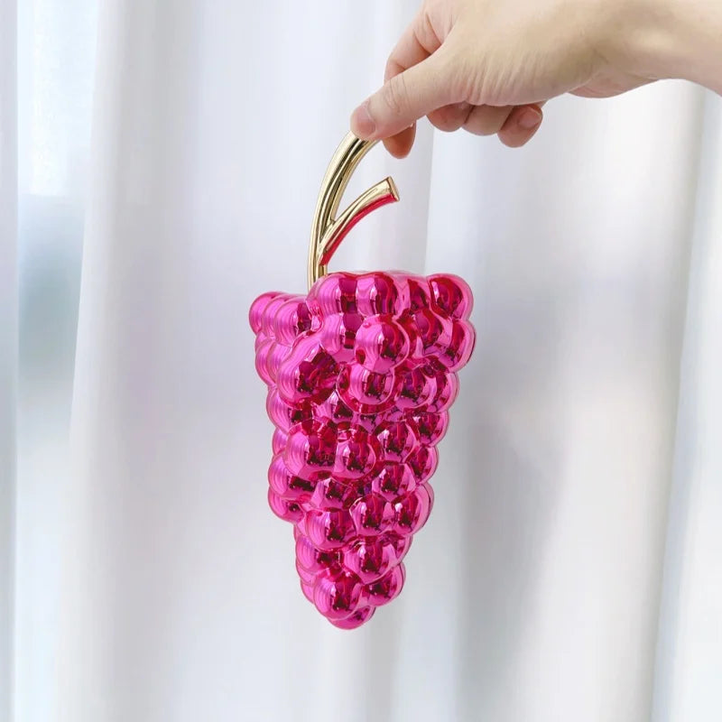 Acrylic Creative Design Grape Shaped Electroplated Banquet Bag Trendy Glossy Irregular Shaped Clutch Bag Wedding Purse Handbags