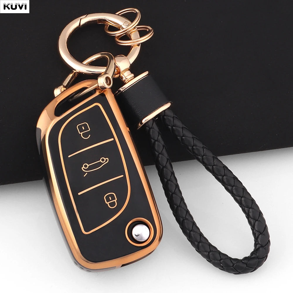 Fashion TPU Car Flip Key Case Cover Shell For Citroen C1 C2 C3 C4 C5 XSARA PICA For Peugeot 306 407 807 For DS DS3 DS4 DS5 DS6