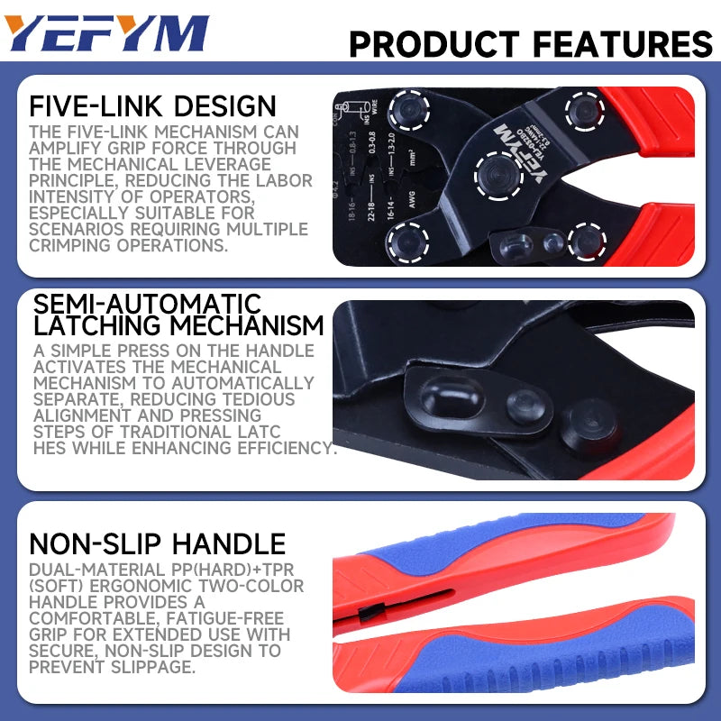 Open Barrel Terminal&Weather Pack Terminal Crimper YEJ-032BO for AWG 22-14（0.3-2mm²）Molex, Delphi, AMP/Tyco,Metri-Pack 150, 280