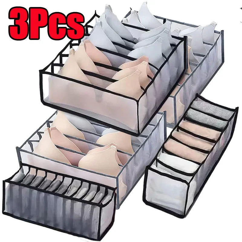 Underwear Drawer Organizer Storage Box Gruds Foldable Closet Organizers Trancparent Mesh Drawer Divider For Underpants Socks Bra