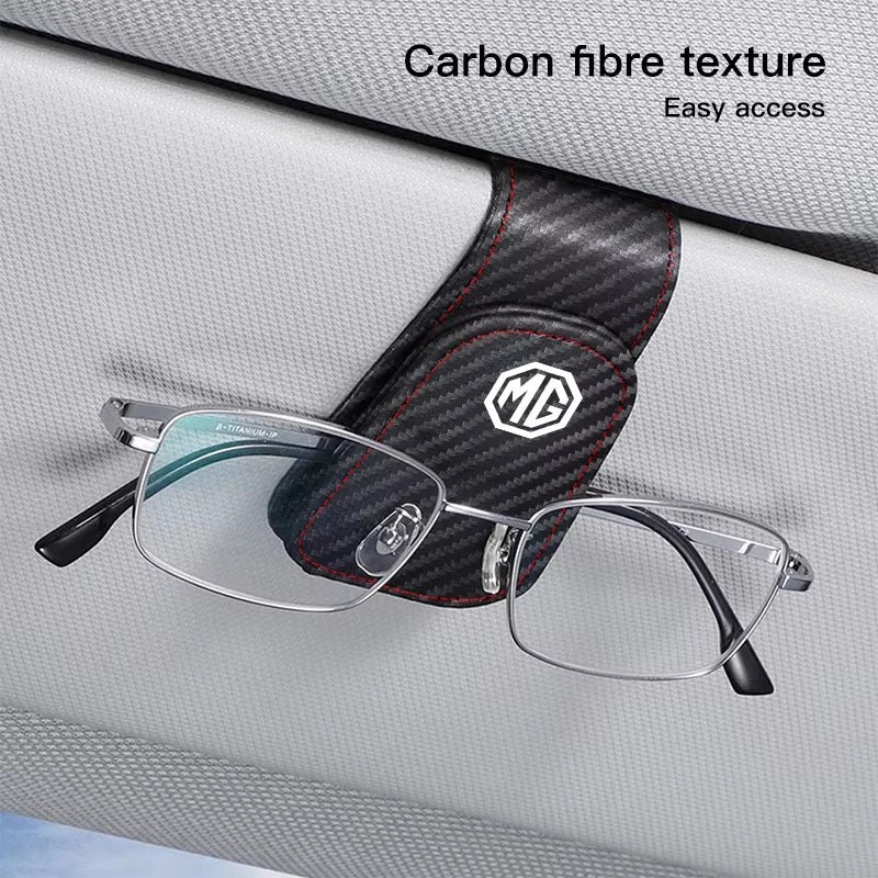 Leather Car Glasses Clip Sun Visor Credit Card Holder For MG ZS 5 7 6 Cyberster MG4 EV ES5 HS ONE GT GS MG3 EZS 3SW