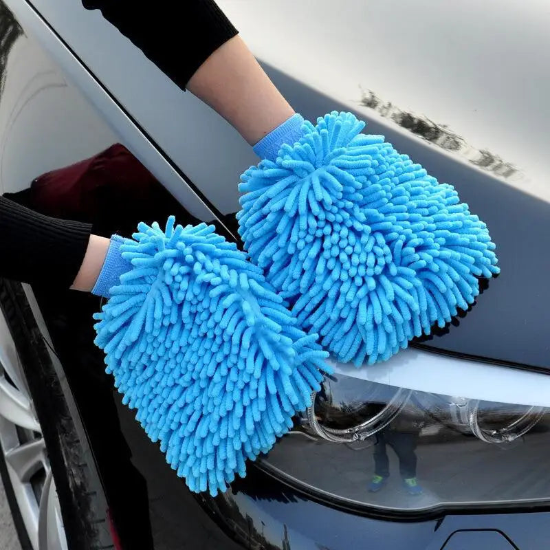 2PcsDouble-sided Microfiber Washable Car Washing Gloves Thick Care Cleaning Gloves Detailing Brush Towel Car Wash Cleaning Tools