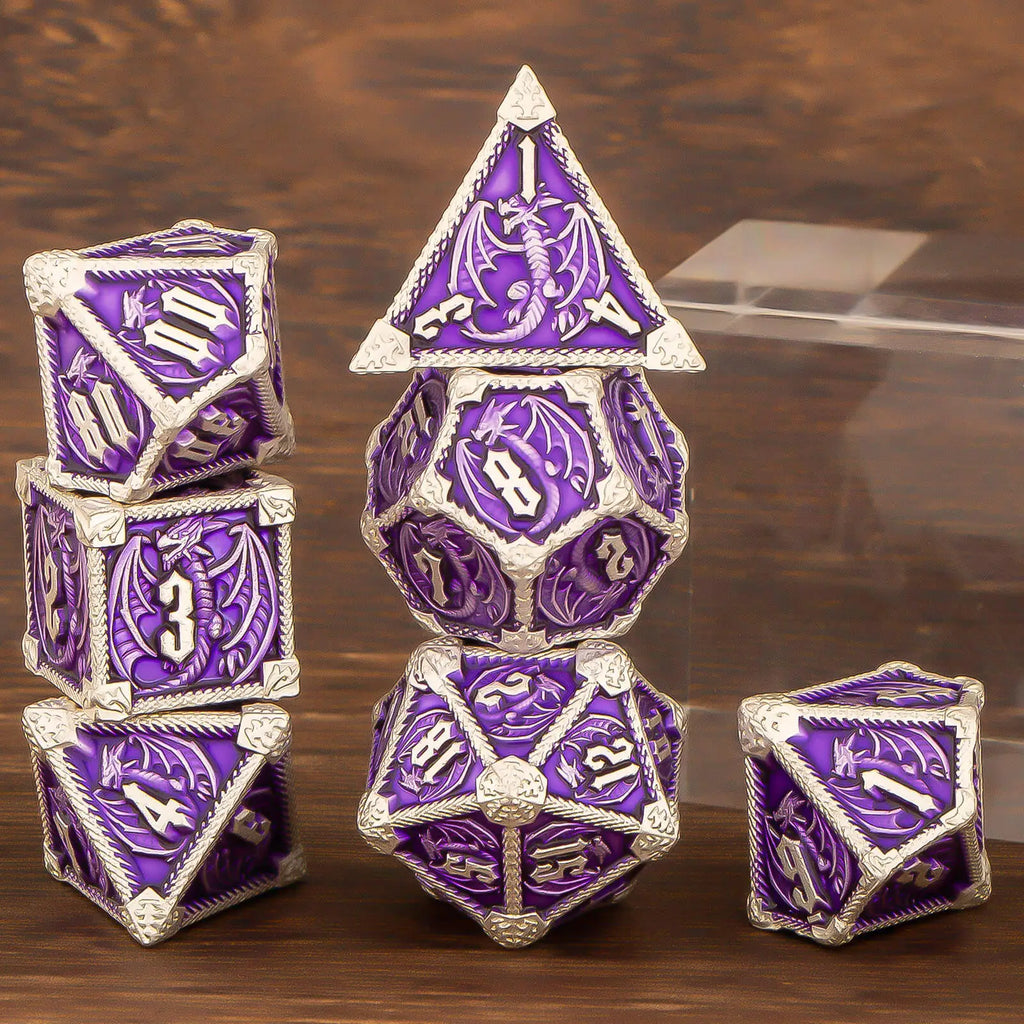 DND Metal Dice Set 7pcs – Polyhedral RPG D&D D20 D12 D10 D8 D6 D4 / Ensemble 7 dés métalliques DND – Polyédriques RPG jeux de rôle