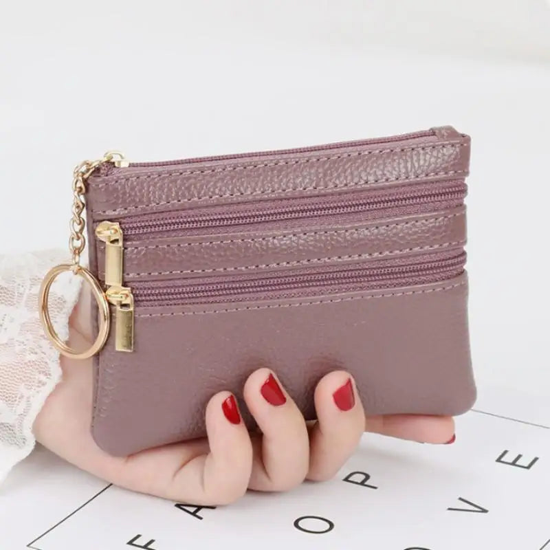 PU Leather Coin Purse Waterproof Anti-scratch Zipper Key Ring Credit Card Holder for Men Daily Use