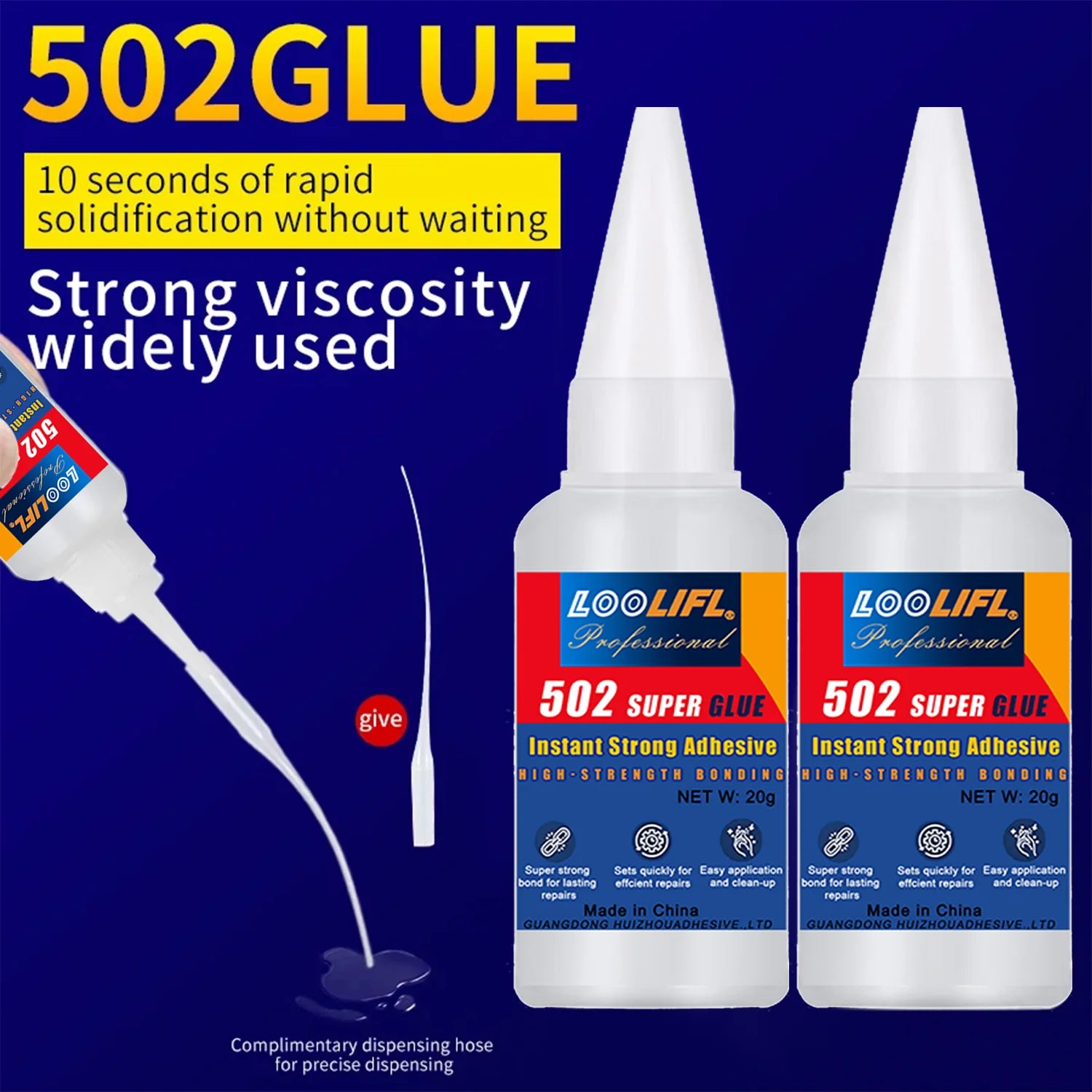 Loolifl Super Glue 1-25 Pieces 502 Strong Instant-Dry Cyanoacrylate Glue for Leather, Rubber, Wood, Metal, Strong Adhesive Liquid Tool Glue, Stable