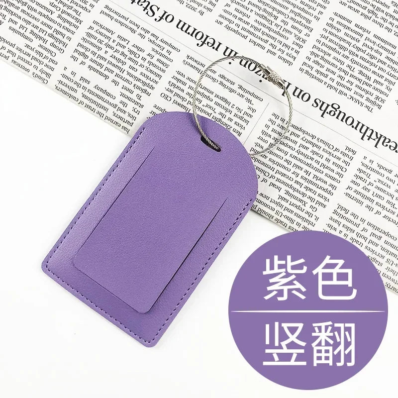 PU Leather Luggage Tag Suitcase Address Label Baggage Boarding Bag Tag Travel Accessories