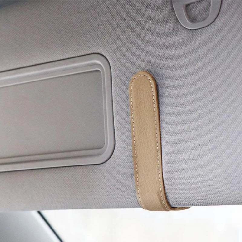 Multifunctional Car Glasses Clip Leather Sun Visor Storage Box Car Sunglasses Holder Organizer