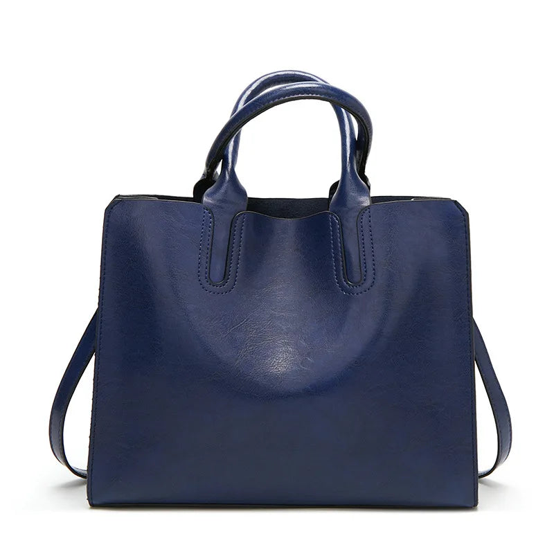 Vintage OIL SKIN pu Leather Casual Crossbody Bag women Big bags High Quality Tote Women's Handbags Shoulder Messenger Bags sac