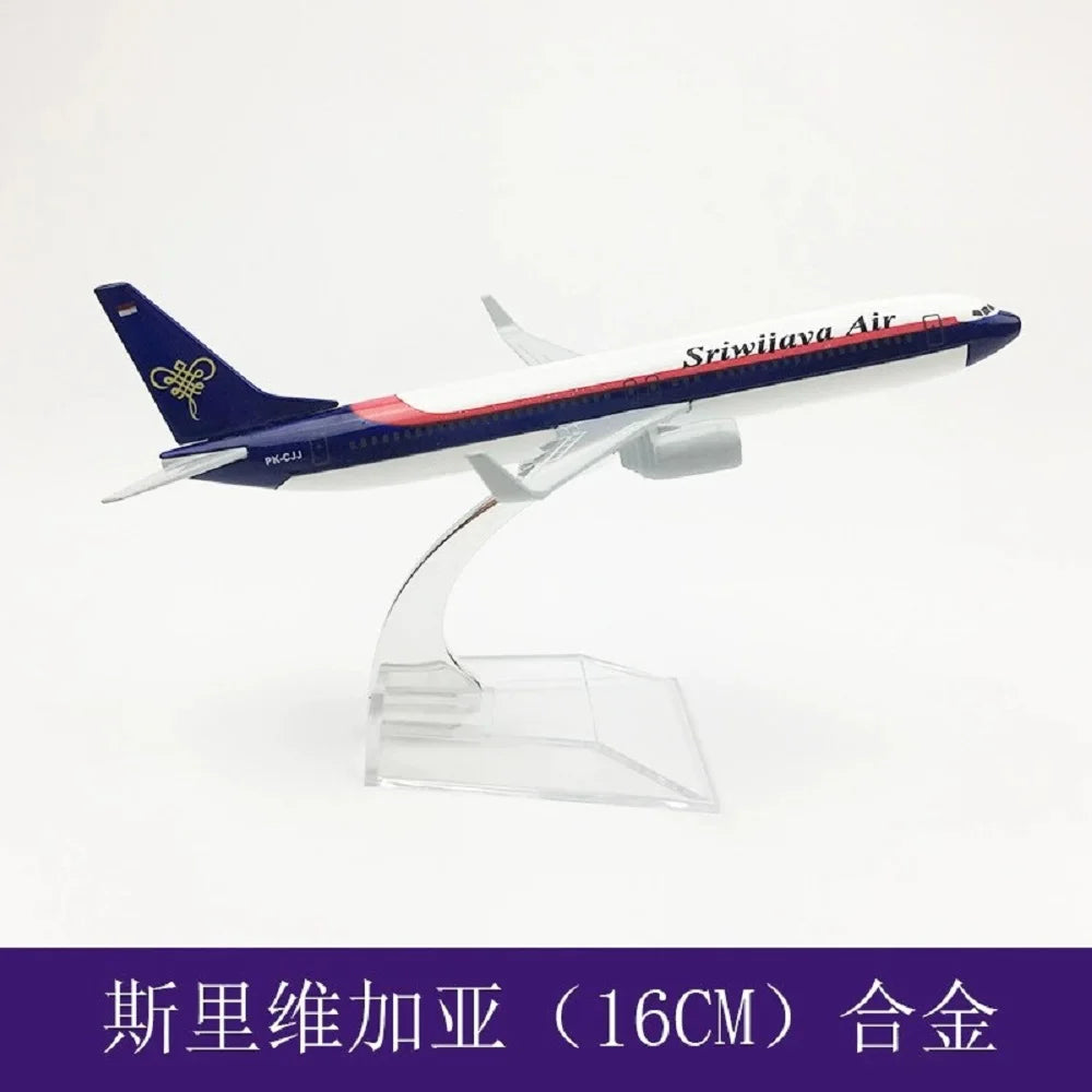 1/400 Metal Scale Aircraft Toy Planes 16cm Sriwijaya Airways B737 Diecast Airplane Model Children Toy Gift Collectible With Base