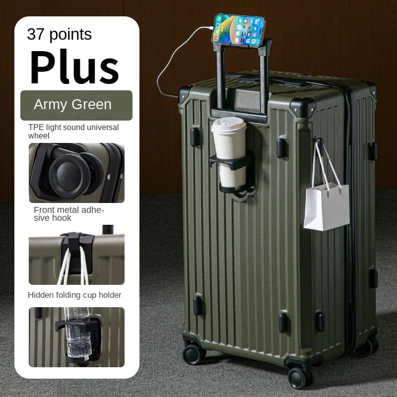 Multifunctional Suitcase Large Capacity 30inch Thickened Sturdy Aluminum Frame Travel Suitcase Trolley Case Extra Large Luggage