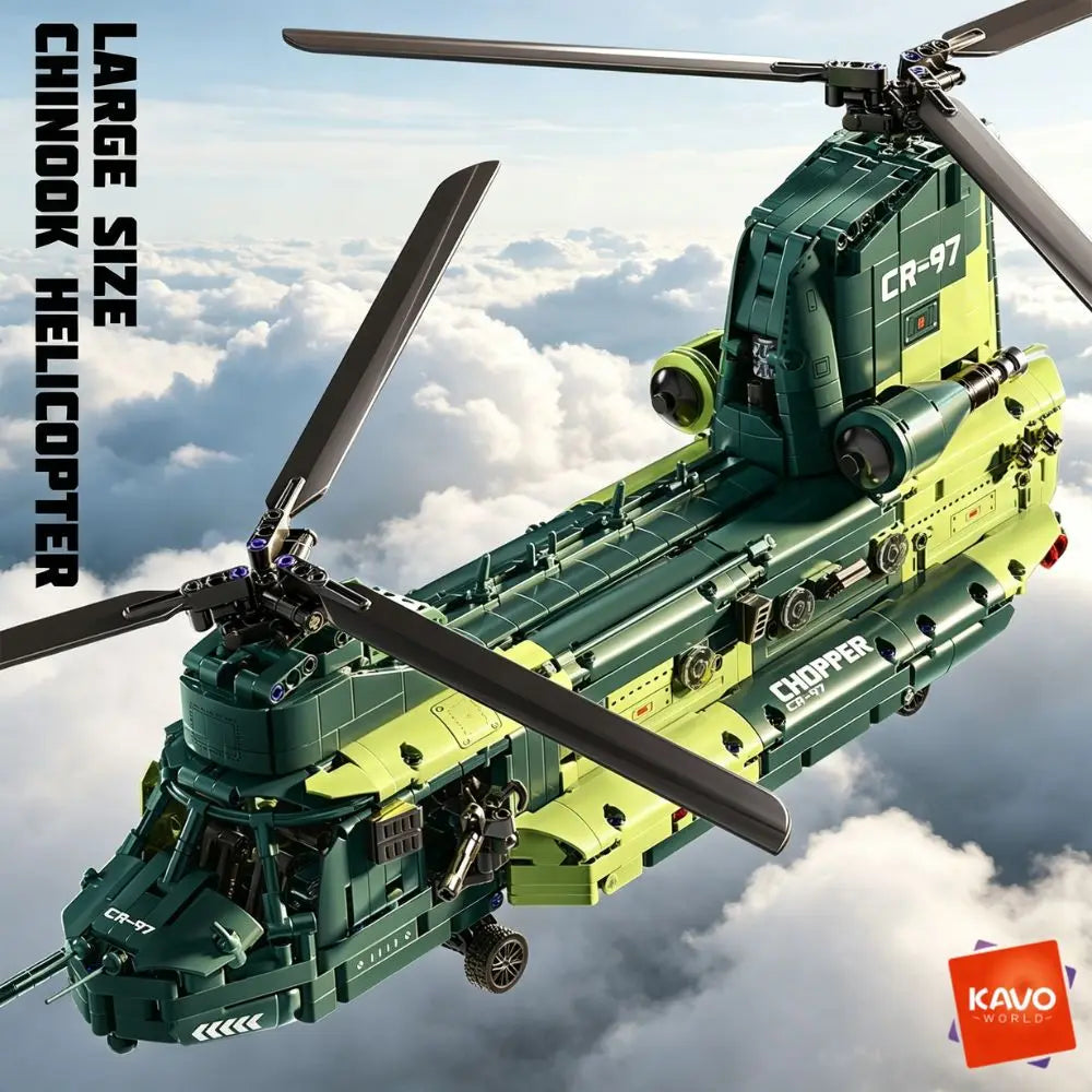KAVOWORLD 1826PCS Chinook Tandem Rotor Transport Helicopter Building Blocks Model Toy Bricks Toys Ideal Gift for Military Fans