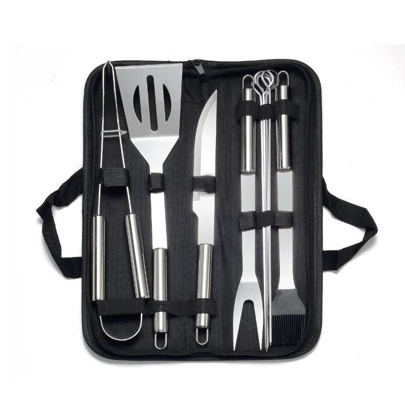 LMETJMA BBQ Grill Accessories Set Stainless Steel BBQ Utensil Kit with Case Portable Practical Grill Tools Utensils Kit