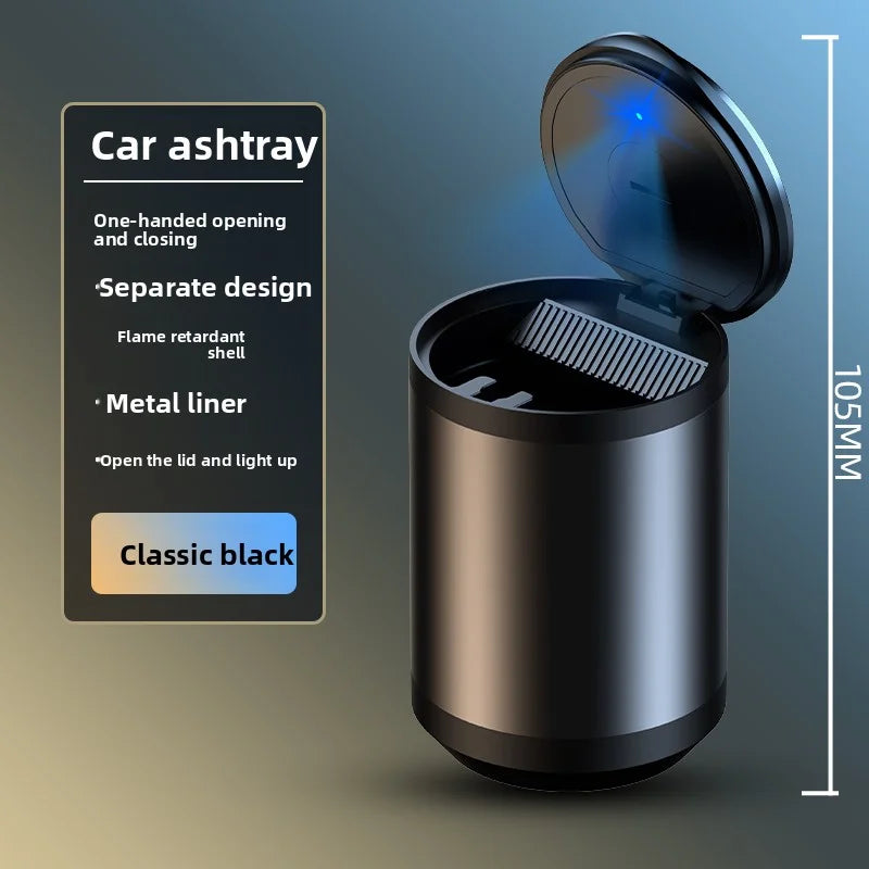 Car LED Ashtray Garbage Coin Storage Cup Container Cigar Ashtray Holder Auto Interior Accessories Car LED Aluminum Alloy Ashtray