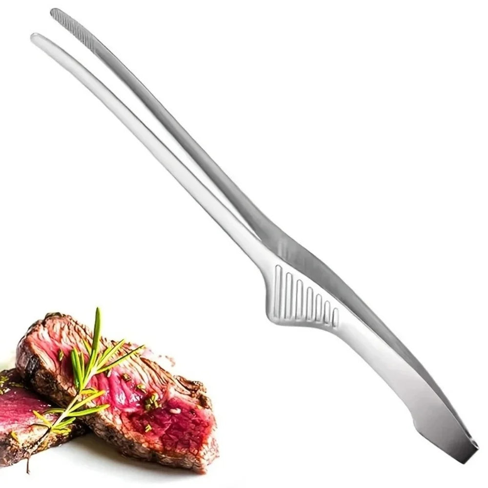 BBQ Tongs Stainless Steel Reusable Tongs Cooking Utensils Salad Tongs BBQ Gadgets for Serving Food Salad Camping Barbecue Buffet